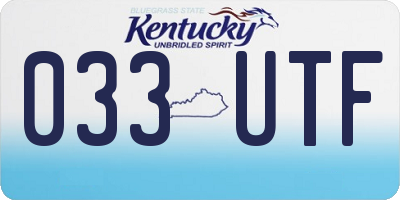 KY license plate 033UTF