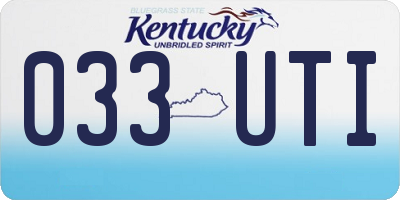 KY license plate 033UTI