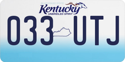 KY license plate 033UTJ