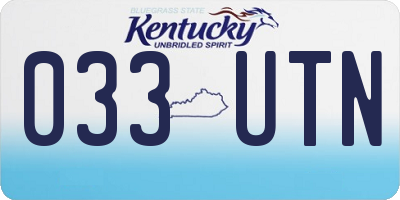 KY license plate 033UTN