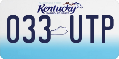 KY license plate 033UTP