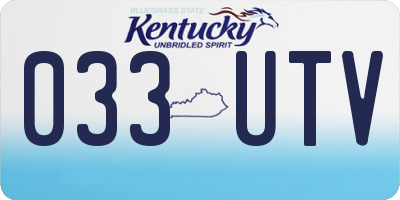 KY license plate 033UTV