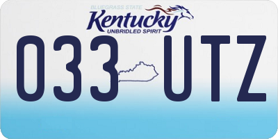 KY license plate 033UTZ