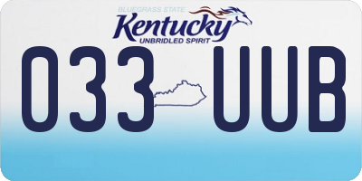 KY license plate 033UUB