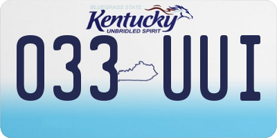 KY license plate 033UUI