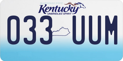 KY license plate 033UUM