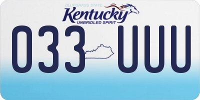 KY license plate 033UUU