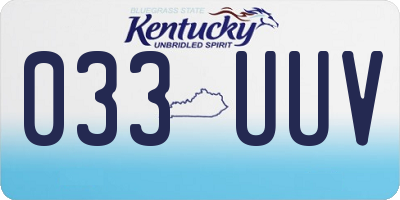 KY license plate 033UUV