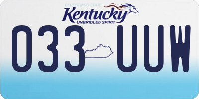 KY license plate 033UUW