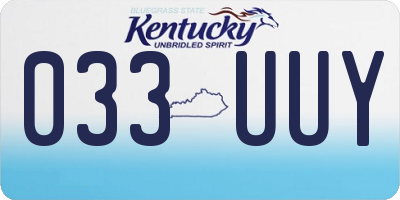 KY license plate 033UUY