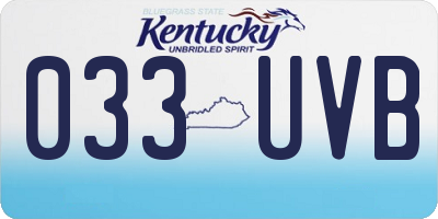 KY license plate 033UVB