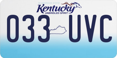 KY license plate 033UVC