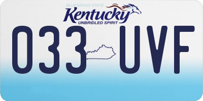 KY license plate 033UVF