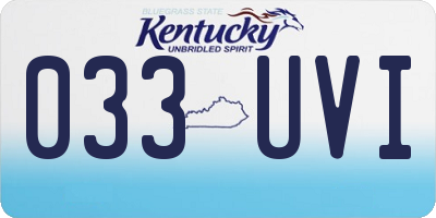 KY license plate 033UVI