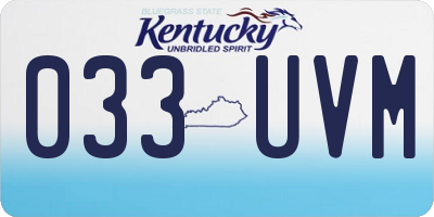 KY license plate 033UVM