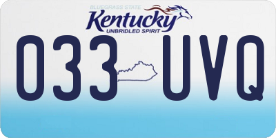 KY license plate 033UVQ