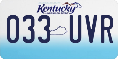 KY license plate 033UVR