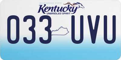 KY license plate 033UVU