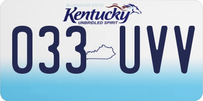 KY license plate 033UVV