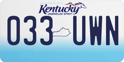 KY license plate 033UWN
