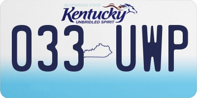 KY license plate 033UWP