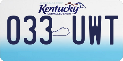 KY license plate 033UWT