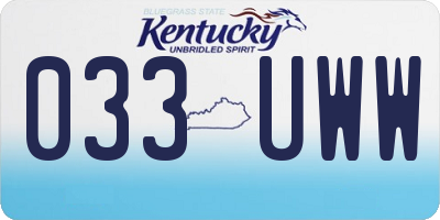 KY license plate 033UWW