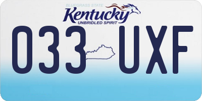 KY license plate 033UXF
