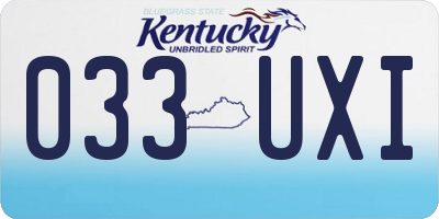 KY license plate 033UXI