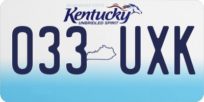 KY license plate 033UXK