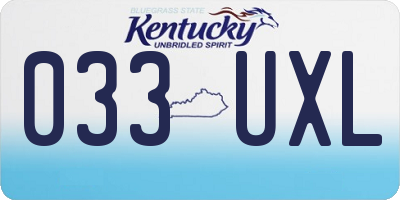 KY license plate 033UXL