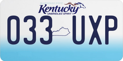 KY license plate 033UXP