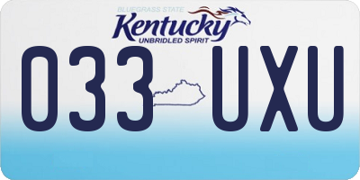 KY license plate 033UXU