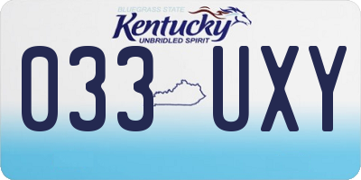 KY license plate 033UXY