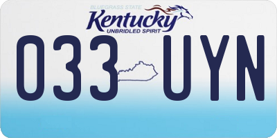KY license plate 033UYN