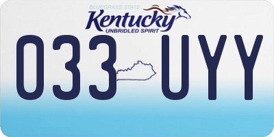 KY license plate 033UYY