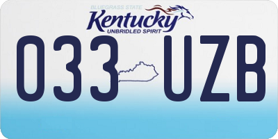 KY license plate 033UZB