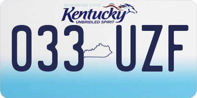 KY license plate 033UZF