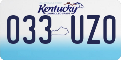 KY license plate 033UZO