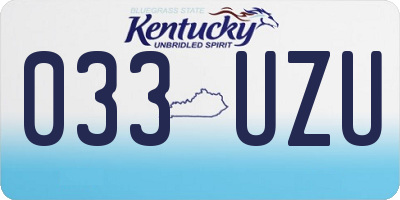 KY license plate 033UZU
