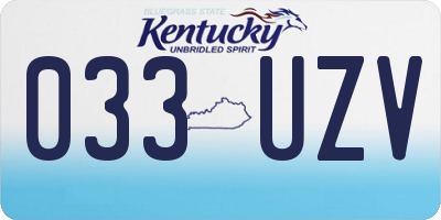 KY license plate 033UZV