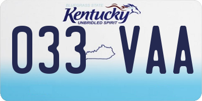 KY license plate 033VAA