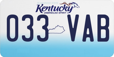 KY license plate 033VAB