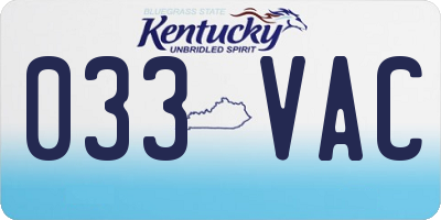 KY license plate 033VAC