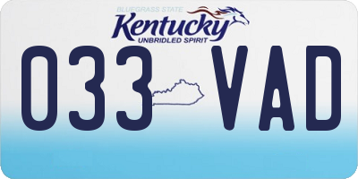 KY license plate 033VAD