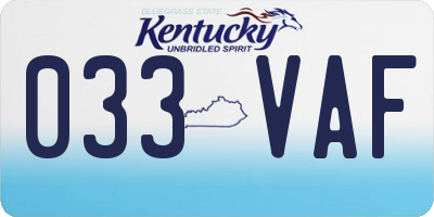 KY license plate 033VAF