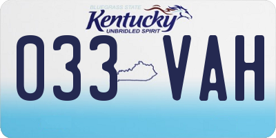 KY license plate 033VAH