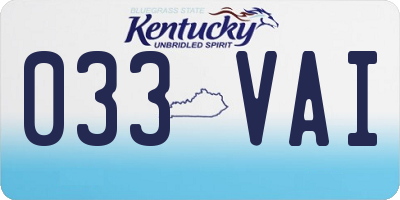 KY license plate 033VAI