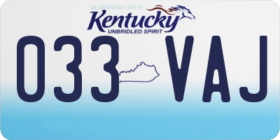 KY license plate 033VAJ