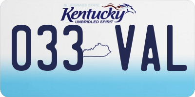 KY license plate 033VAL